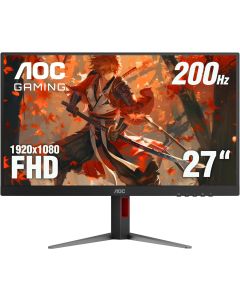 AOC 27G4H 27 inch Gaming Monitor, Full HD 1920x1080, IPS Panel, 200Hz 0.3ms MPRT, G-sync Compatible, 1x HDMI 2.0, 1x Display Port, HDR, Height Adjustable, sRGB 120.3%, 3-Year Zero-Bright-Dot