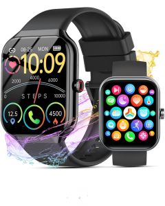 Smart Watch for Men Women(Answer/Make Calls), 2026 New 1.96" HD Smartwatch, Fitness Tracker with 110+ Sport Modes, IP68 Waterproof Pedometer, Heart Rate/Sleep/Step Monitor for Android iOS, Black