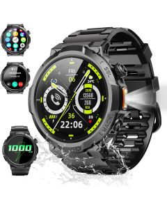 Smart Watches for Men (Answer/Make Call), 1.53" HD Military Smartwatch, 50+ Days Extra-Long Battery Life Fitness Tracker, Flashlight/110+Sports/Heart Rate/Sleep Monitor/IP68 Waterproof Android iOS