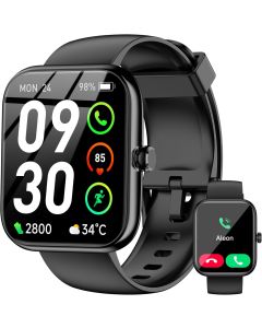 Smart Watch with Alexa Built-in, 1.83" HD Touchscreen Fitness Tracker, Bluetooth Notifications/Calls, IP68 Waterproof, 120+ Sport Modes, 24/7 Heart Rate & Sleep Monitor for iPhone Android iOS (Black)
