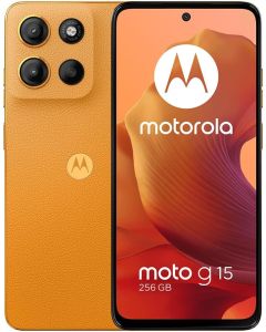 Motorola Moto G15 4G LTE (XT2521-2) 4+256GB Dual Sim | GSM Unlocked | International Model | for T-Mobile, Metro PCS, Mint & Tello - (Orange)
