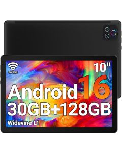 Tablet,10.1" Android Tablet with Octa-core Processor 30GB RAM 128GB ROM HD IPS Touchscreen 8H Battery, Wi-Fi 6, BT 5.4, Dual Camera, Android 16 Tablets 2026