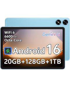 Tablet 10.1 inch Android 16 Tablet with Octa-Core Processor, 20GB RAM 128GB ROM 1 TB Expandable, 1280x800 HD IPS Touch Screen, GPS, 8H Battery, WiFi 6, BT 5.2, Dual Camera (Blue)