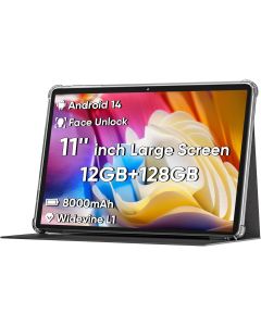 2026 Android 16 Tablet 11inch, Face Unlock, 18W Fast Charging, 32GB+128GB+1TB Expand, Octa-core CPU, 8000mAh Large Battery, WiFi6, Touchscreen Display, Widevine L1 Tableta, Black