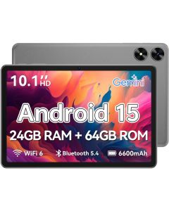 Tablet 10.1 inch, Android 15 Tablet with Case, 24GB RAM + 64GB ROM 1 TB Expandable, 1280x800 HD IPS Touch Screen, 8H Battery, WiFi 6, BT 5.4, Dual Camera (Gray)