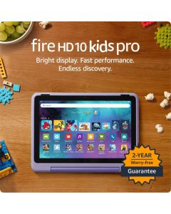 Amazon Fire HD 10 Kids Pro tablet, ages 6-12. Bright 10.1" HD screen, includes ad-free content, robust parental controls, 13-hr battery and slim case for older kids, 32 GB, Happy Day