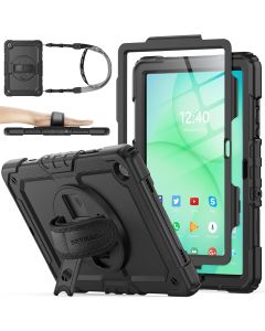 SEYMAC stock Case for Samsung Galaxy Tab A11+ Plus/A9+ Plus 11'', Full-Body Drop Protection Case with Screen Protector Pencil Holder [360° Rotating Hand Strap] &Stand, Black