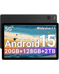 Gleeso Tablet, Android Tablet 10 Inch, 20GB+128GB+2TB, Android 15 Tablet with Octa-core, IPS HD Display, 5000mAh Battery, Fast Charging, Face ID, Dual Camera, Slim, Black