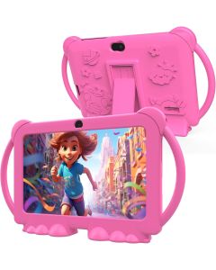 Kids Tablet 7 inch Android 12.0 for Toddler, 4GB RAM 32GB ROM Bluetooth IPS Screen Parental Control Dual Camera Shockproof Case for Educational Games, (Pink)