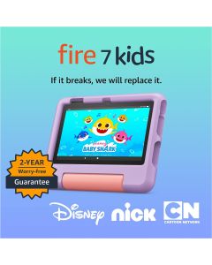 Amazon Fire 7 Kids tablet (newest model) ages 3-7. Top-selling 7" kids tablet on Amazon. Includes 6 months of ad-free and exclusive content, easy parental controls, 10-hr battery, 16 GB, Purple