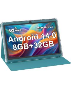 ZZB 7 inch Tablet Android 14, 8GB RAM (5GB Expandable) 32GB ROM Tablets Supports 1TB MicroSD, Widevine L1, Dual Camera Tableta 5G WiFi-6 Android Tablet with Case, 7" Tablets+Cover 2026 (Navy Blue)