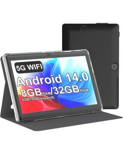 Tablet 7Inch Android 14.0 with Protective Case,3GBRAM+ 32GB ROM, IPS Screen, Dual Camera, Bluetooth 5.0 WiFi Tab (Black)