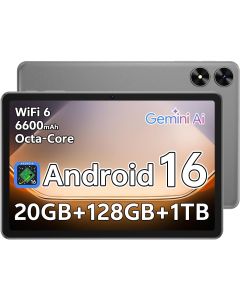 Android 16 Tablet 10.1 inch Tablet with Octa-Core Processor, 20GB RAM 128GB ROM 1 TB Expandable, 1280x800 HD IPS Touch Screen, GPS, 8H Battery, WiFi 6, BT 5.2, Dual Camera (Gray)