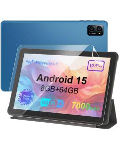 10 inch Android Tablet: Octa-Core, 7000mAh, with Stand Case, IPS HD Display, Wi-Fi 6, OTG, Metal Body – Fast & Portable Tablet for Work & Entertainment, 2-Year Protection, 8GB RAM 64GB, Android 15