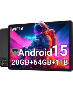 Android 15 Tablet 10 Inch, 20GB RAM 64GB ROM 1TB Expandable, Fast WiFi 6 & BT 5.4 Tablets 5-Core, HD IPS Touchscreen, 8H+ Battery, Dual Camera Portable Tablet for Kids & Adults, Gift, Streaming, Work