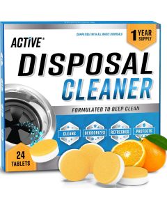 Garbage Disposal Cleaner Deodorizer Tablets - 24 Pack, New Powerful XL Foaming Tablet - Fresh Citrus Foam Sink Garburator Disposer Freshener, Natural Kitchen Drain Cleaning Care - 1 Year Supply
