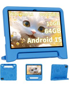 2026 Upgraded Android 15 Tablet, 10inch Kids Tablet, Octa-core CPU, 10GB+64GB+1TB Expand Tablets for Kids with Kids Space, Parental Control, 6000mAh Big Battery,Touchscreen Tableta,Blue