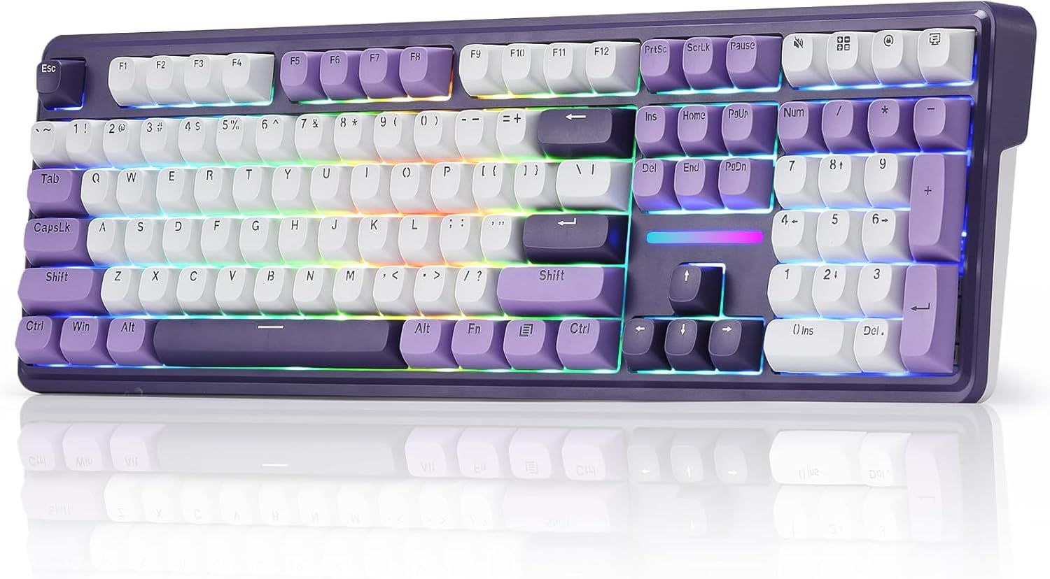 Redragon K745 PRO Wireless Gasket RGB Gaming Keyboard, 108 Keys Mechanical Keyboard w/Extra 4 Hotkeys, Hot-Swap Socket, 5-Layer Noise Dampening, See-Through Round PBT Keycaps, Mint Mambo Switch