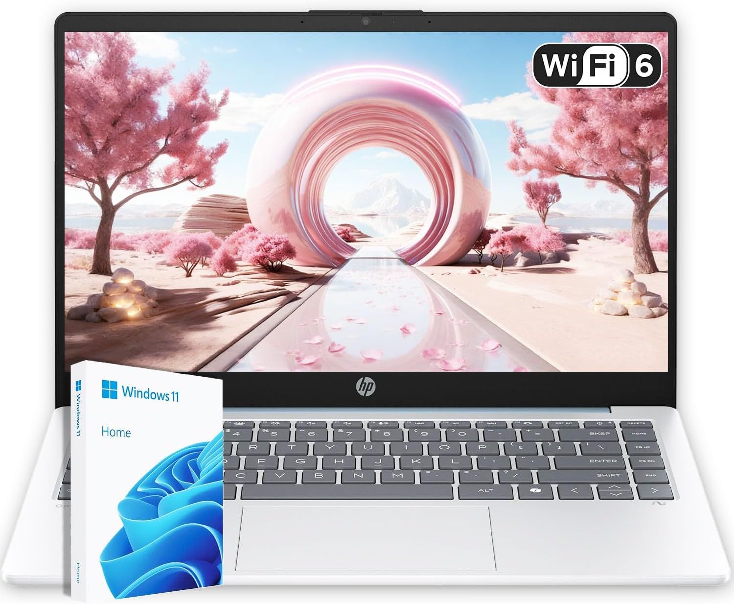 HP 14" Moonlight Blue Laptop with Office 365, AMD CPU, 4GB DDR5 RAM, 1.1TB Storage (128GB SSD and 1TB OneDrive), HD Display, Windows 11, Energy-Efficient & Quiet Performance
