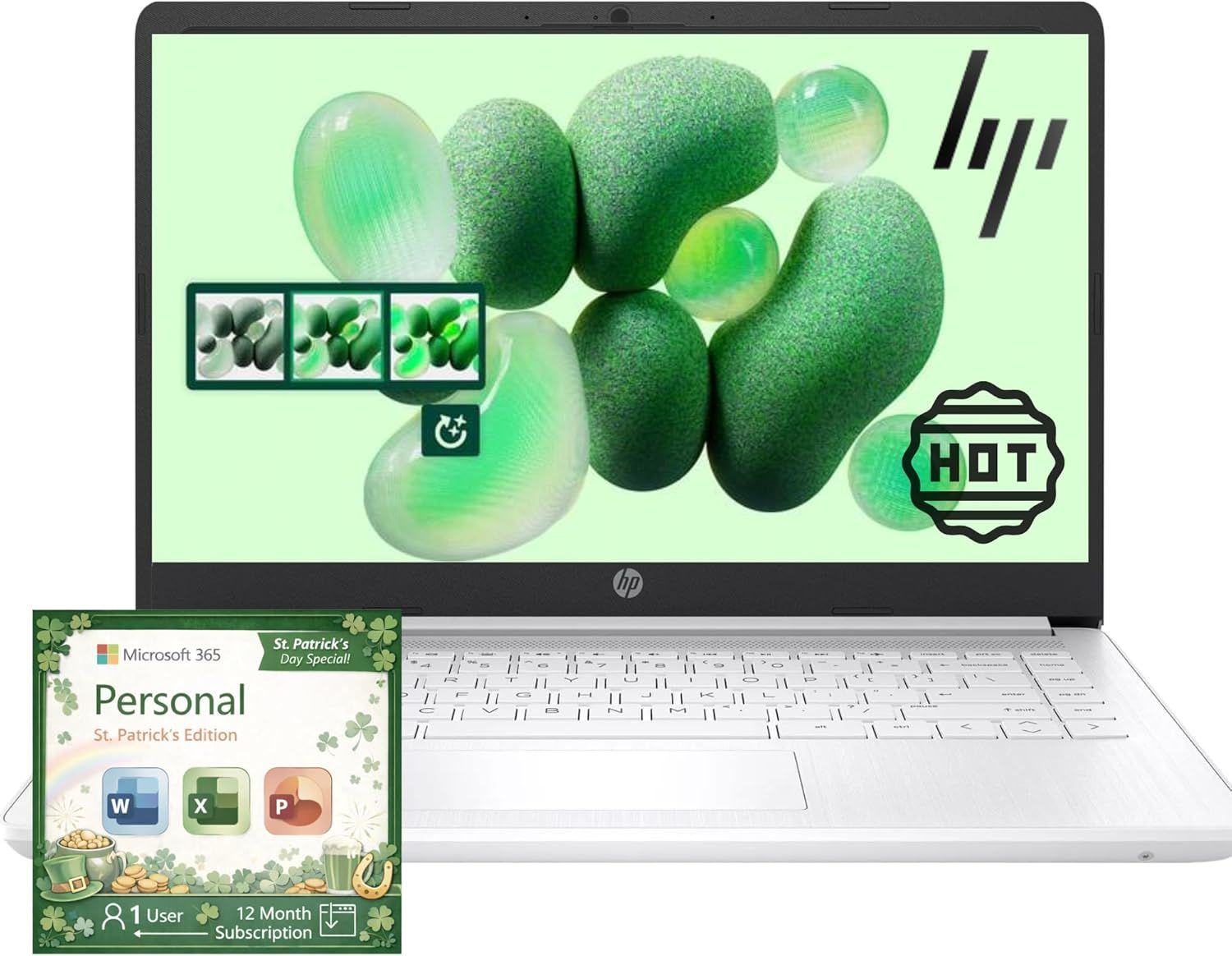 HP Home and Student Essential Laptop with Microsoft 365-1.1TB Storage - 8GB RAM - Intel Inside | Anti-Glare Display, 64GB SSD and 1TB Cloud Storage, Fast Charge and 12hrs Battery, no Mouse