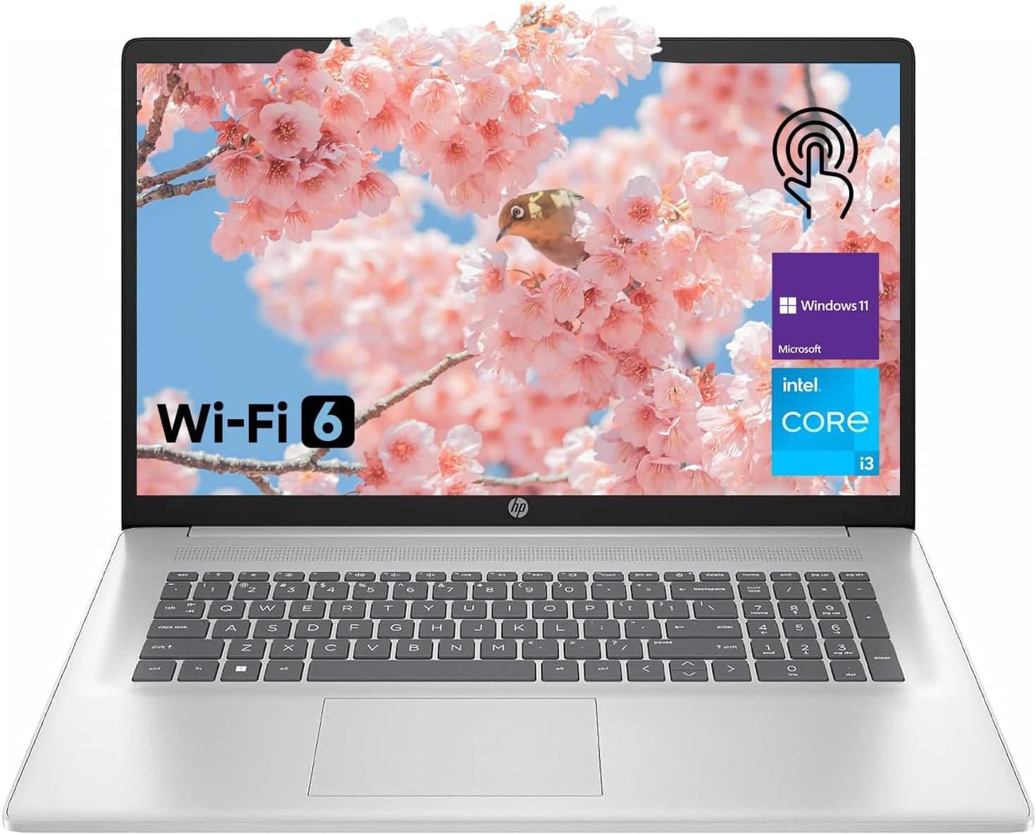 HP 17.3" Laptop for Home, Students, Business, Lifetime Office 365 for The Web, 17.3" Touchscreen, 8-Cores Intel CPU, w/Copilot, 8GB RAM, 128GB eMMC, Camera Privacy Shutter, Win11