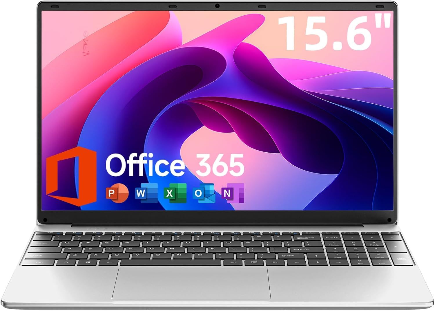 15.6 Inch Laptop with Office 365, 4GB RAM, 128GB Storage Expandable 1TB, 5205U Processor, HD Display, Windows 11 Laptops Computer, Wi-Fi 5, BT4.2, Numpad, Type-C, for Business and Students.