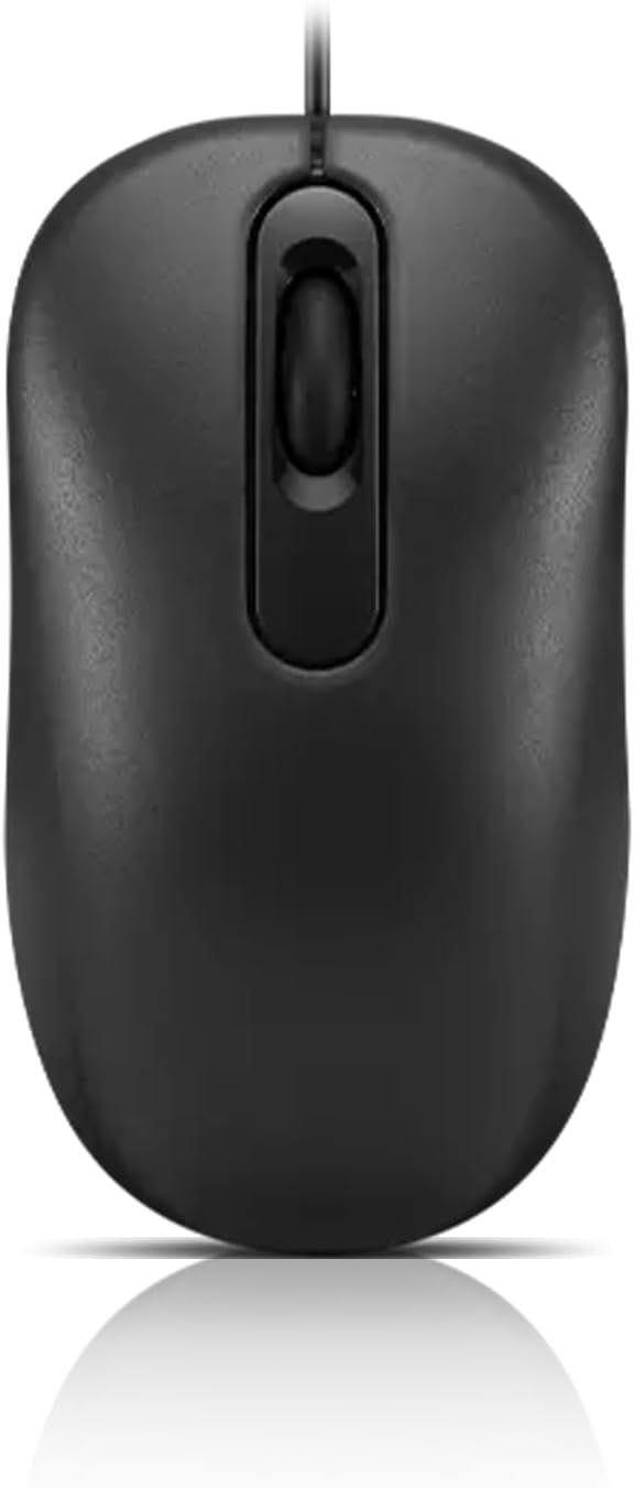 Lenovo 100 Wired USB Computer Mouse for PC, Laptop, Computer with Windows - Full-Size - Ambidextrous Design - 3 Buttons - Red Optical Sensor – Black