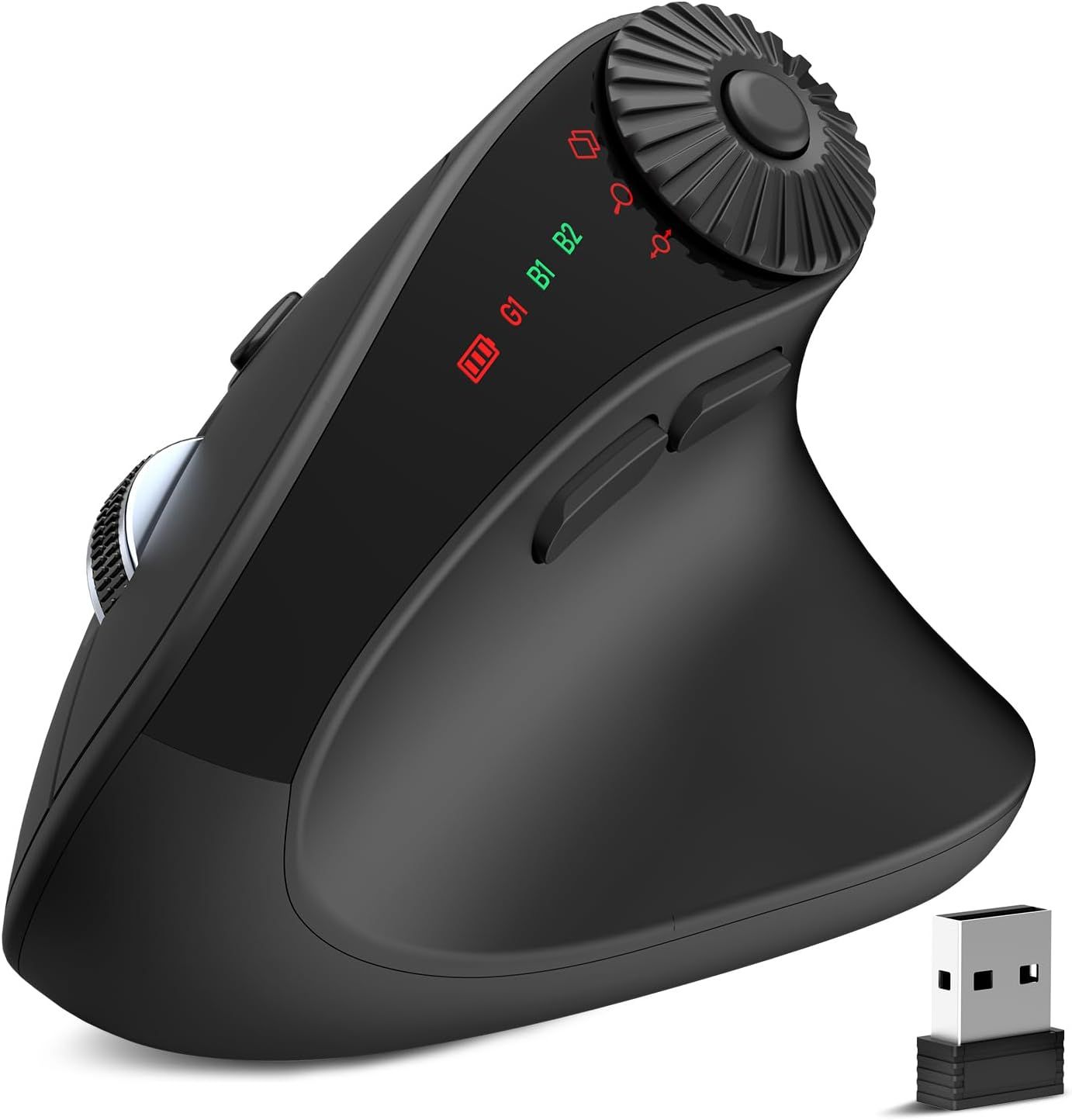 SABLUTE MAM51 Ergonomic Mouse Wireless with Side Scroll Wheel, Bluetooth Mouse with 4000 DPI, 8 Buttons Office Wireless Computer Mouse, Small to Medium Sized Hands Vertical Mice for PC and Desktop