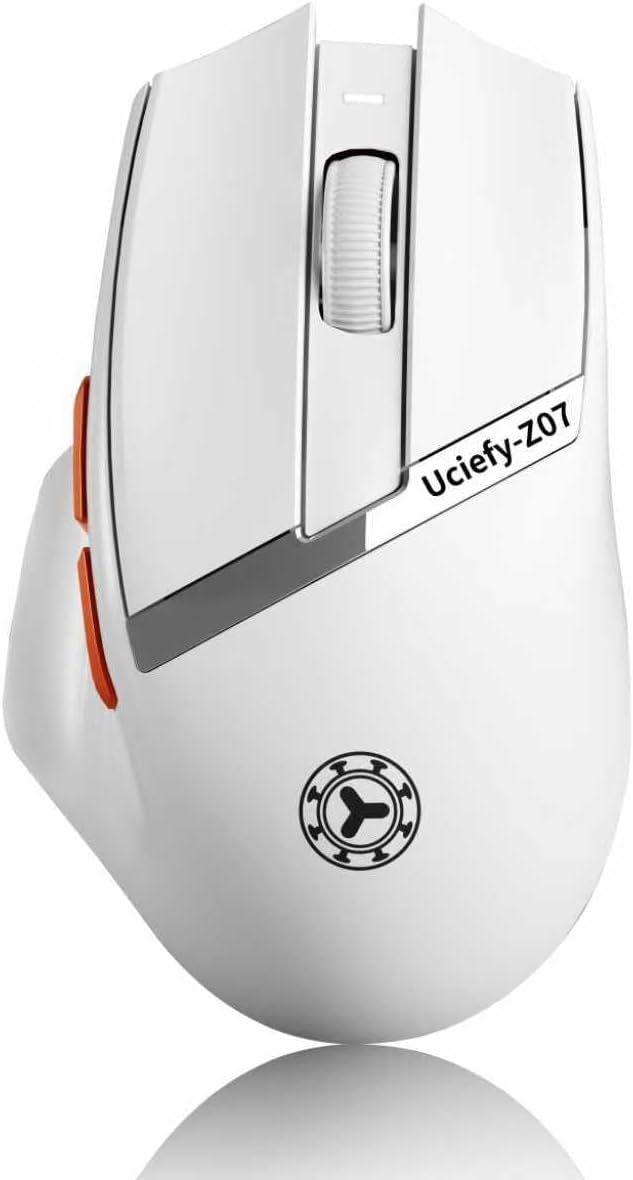 Uciefy Z07 Bluetooth Wireless Mouse, Dual Mode (2.4G+BT5.1) Bluetooth Mouse, USB C Rechargeable Mouse with Charging Indicator, Ergonomic Computer Mice for Laptop/PC/Mac/iPad-White