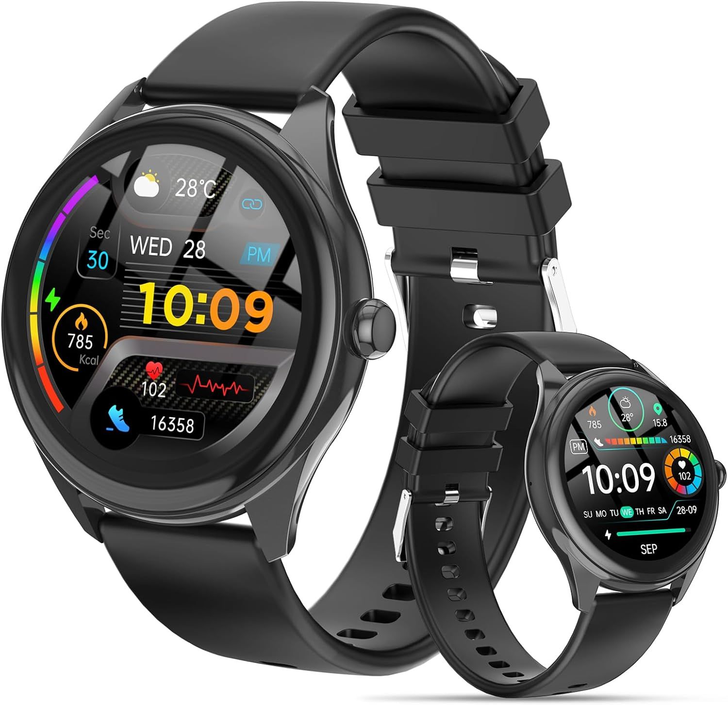 Smart Watch for Men, 1.39" HD Touchscreen Smartwatch with 120 Sports Modes, Alexa Built-in, Heart Rate/Sleep Monitor, Bluetooth Call & Music Control Fitness Watch for iPhone/Android (Black)