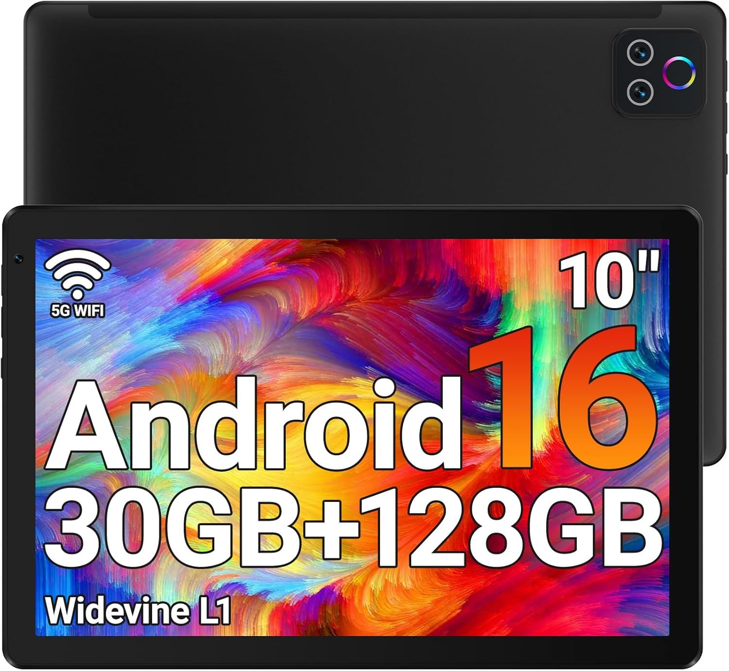 Tablet,10.1" Android Tablet with Octa-core Processor 30GB RAM 128GB ROM HD IPS Touchscreen 8H Battery, Wi-Fi 6, BT 5.4, Dual Camera, Android 16 Tablets 2026