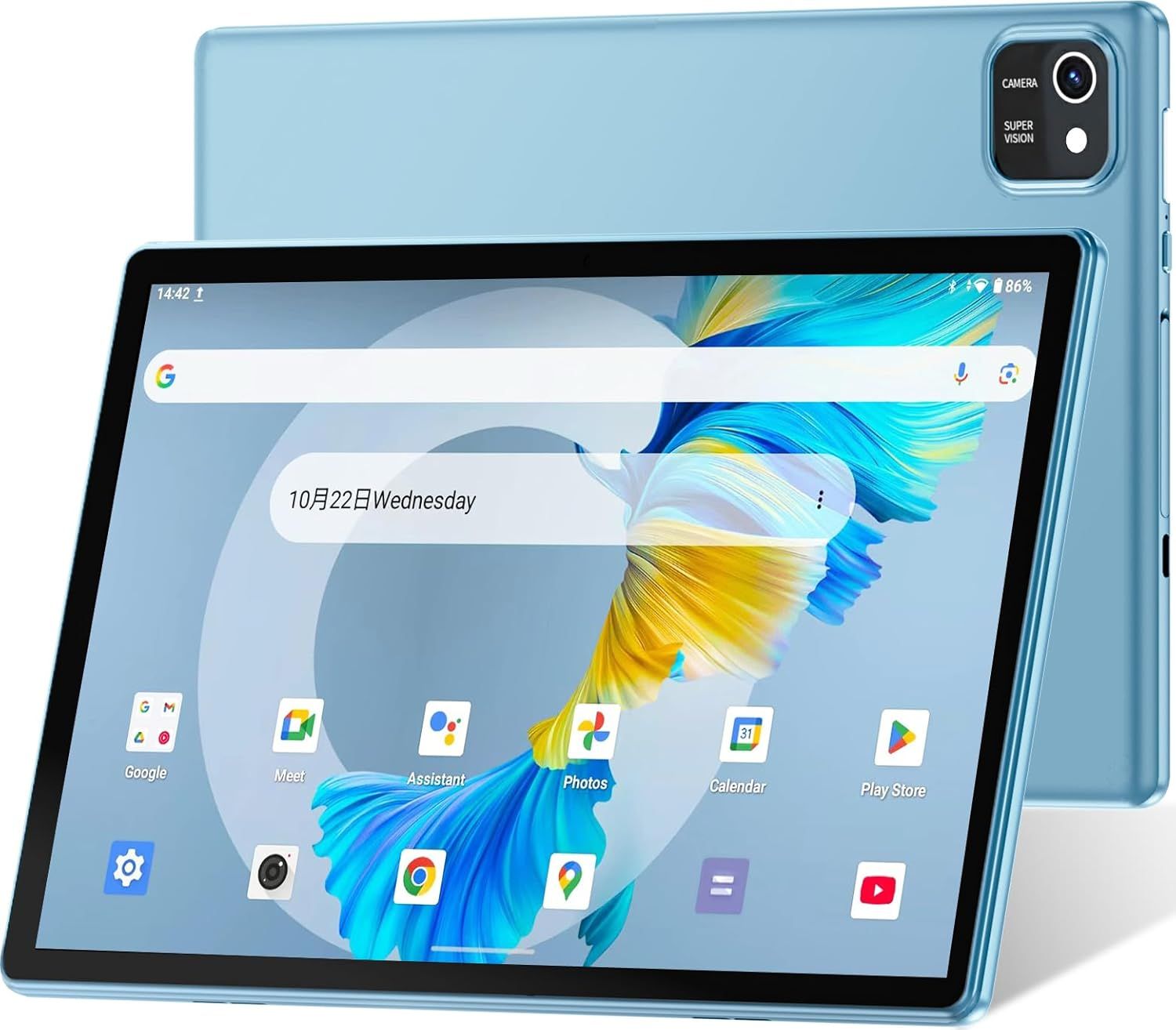 Tablet 10 inch Android 13 Tablets, 6GB RAM 64GB ROM, Quad-Core Processor, 1280x800 LCD Touch Screen, WiFi, GMS, Dual Camera, Bluetooth, 6000mAh Battery (Blue)