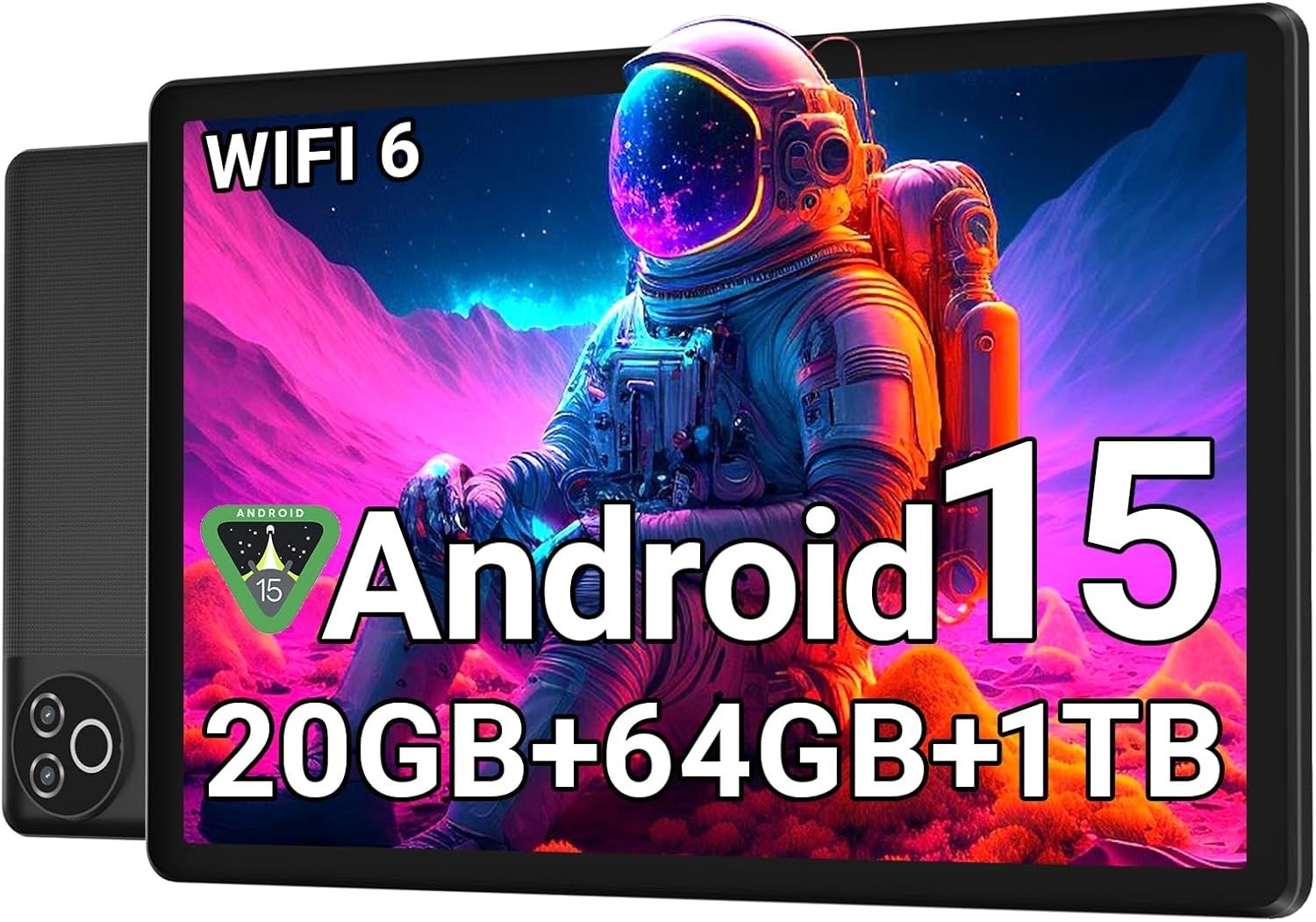 Android 15 Tablet 10 Inch, 20GB RAM 64GB ROM 1TB Expandable, Fast WiFi 6 & BT 5.4 Tablets 5-Core, HD IPS Touchscreen, 8H+ Battery, Dual Camera Portable Tablet for Kids & Adults, Gift, Streaming, Work