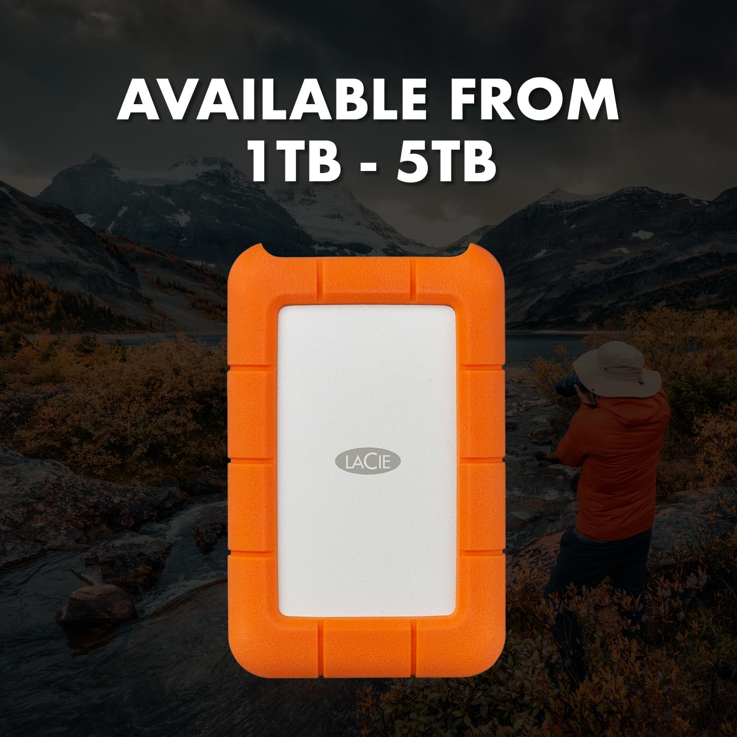 LaCie Rugged USB-C 2TB External Hard Drive Portable HDD – USB 3.0 compatible, Drop Shock Dust Rain Resistant, for Mac and PC Computer Desktop Workstation Laptop, 1 Month Adobe CC (STFR2000800)