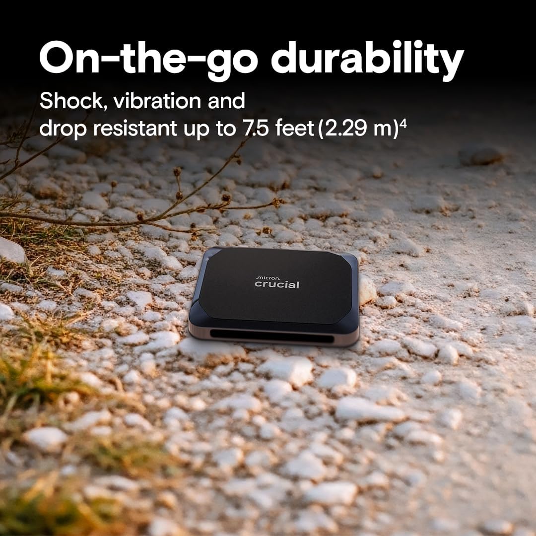 Crucial X9 4TB Portable SSD, Up to 1050MB/s, USB 3.2 USB-C, External Solid State Drive, Compatible with Windows, Mac, & Android, Reliable Storage for Games, Files, & Backups, Black - CT4000X9SSD902