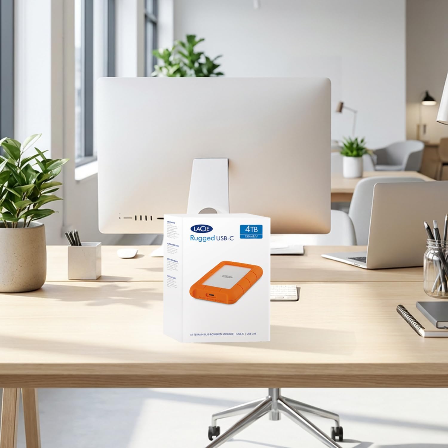 LaCie Rugged USB-C, 4TB, Portable External Hard Drive, Drop, Shock, Dust, Rain Resistant, for Mac & PC (STFR4000800)
