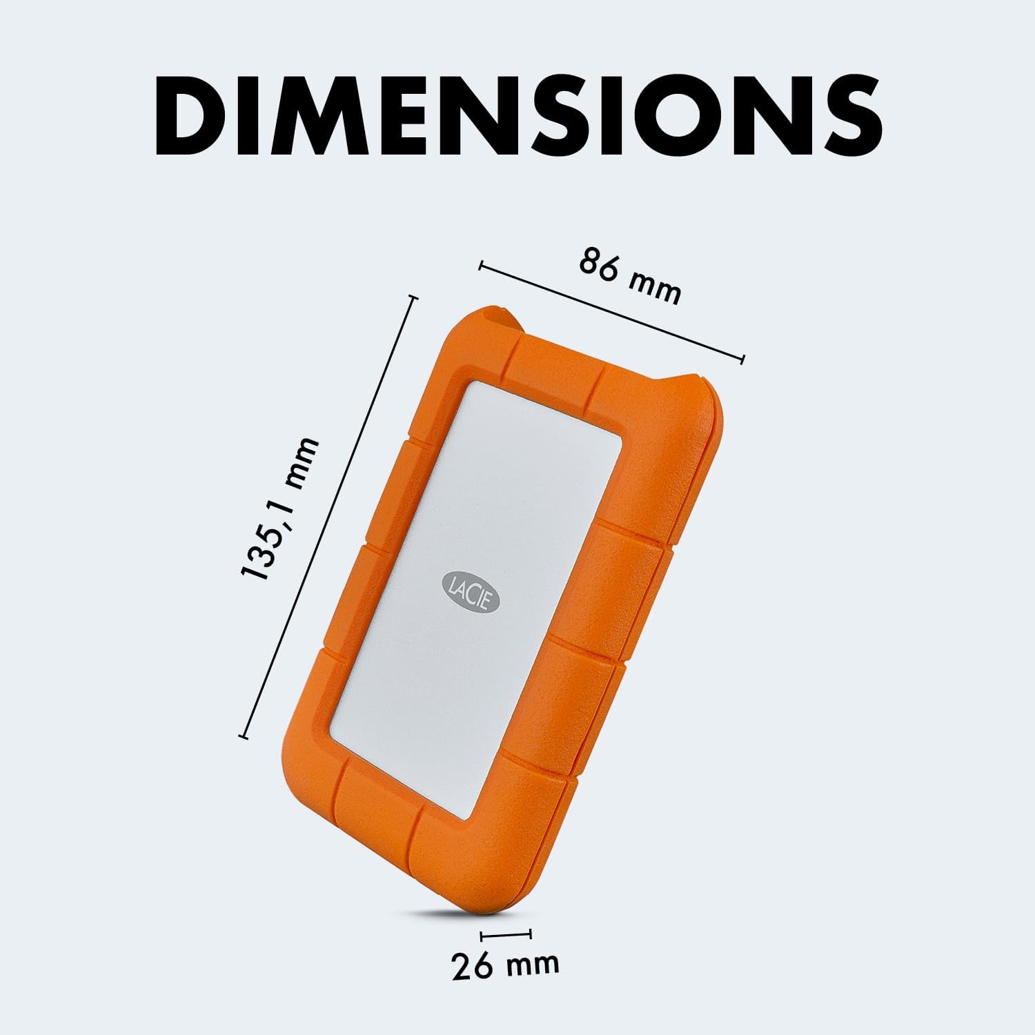 LaCie Rugged USB-C, 4TB, Portable External Hard Drive, Drop, Shock, Dust, Rain Resistant, for Mac & PC (STFR4000800)
