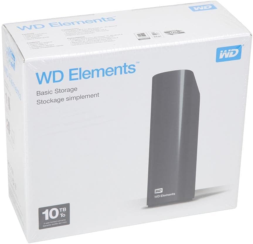 Western Digital - WD Elements 10TB Desktop Hard Drive - USB 3.0 for Laptop Desktop Windows Computer - Crypto Chia Mining - WDBWLG0100HBK-NESN