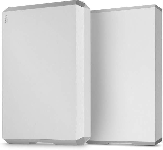 LaCie Mobile Drive, 2 TB , External Hard Drive HDD – Moon Silver, USB-C USB 3.0, With Rescue Services (STHG2000400)