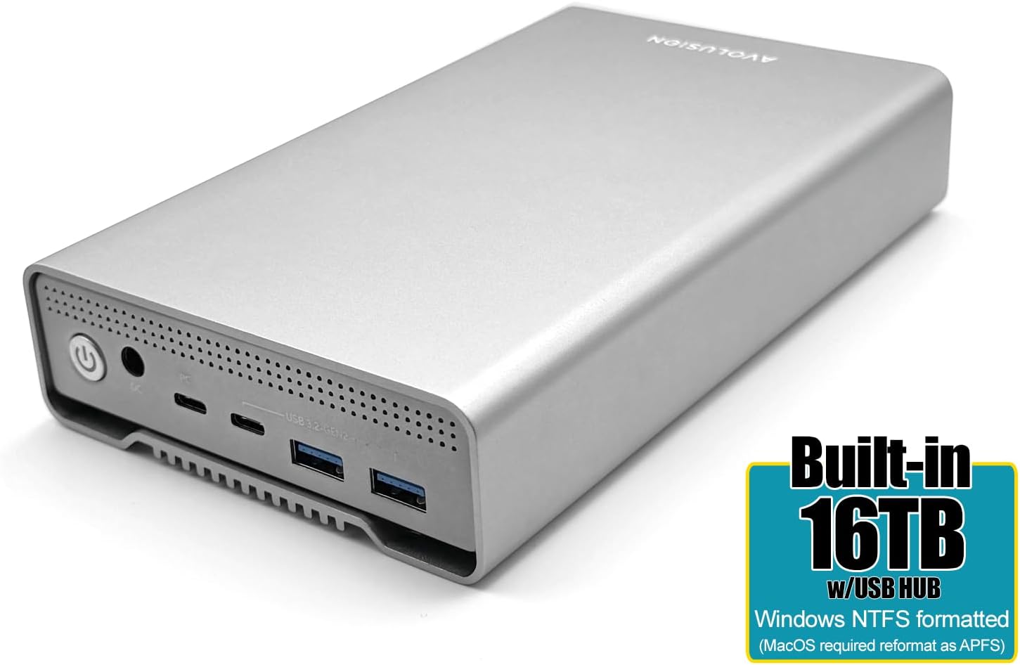 Avolusion PRO-G1 Series 16TB USB 3.2 Gen 2 (10Gbps) USB-C External Hard Drive for Windows/MacOS (Grey)