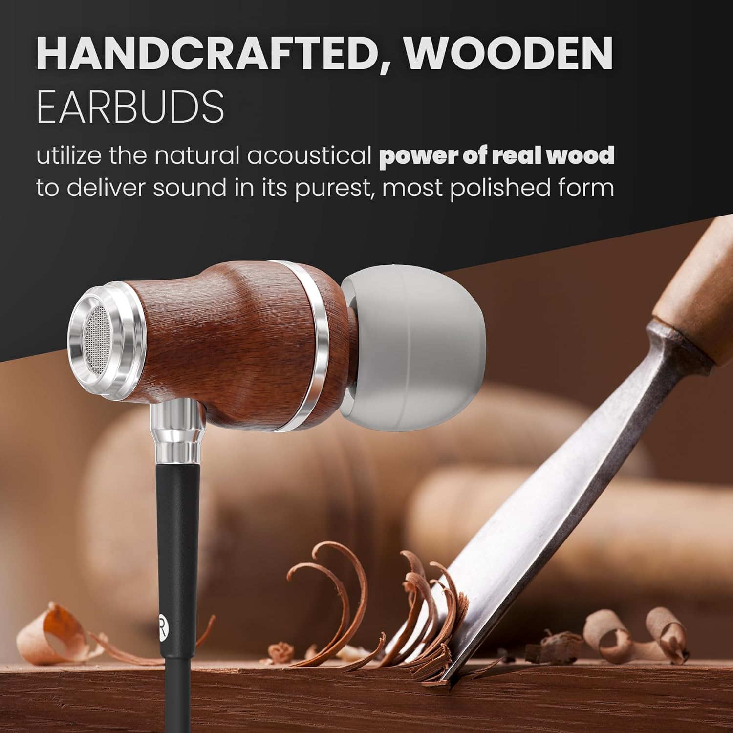 Symphonized iPhone Earphones Wired Deep Bass Sound, 3D Sound, Microphone Volume Control, Noise Isolation, Bubinga Wooden with Lightning (Apple MFI Certified), iPhone SE to 14 Earbuds