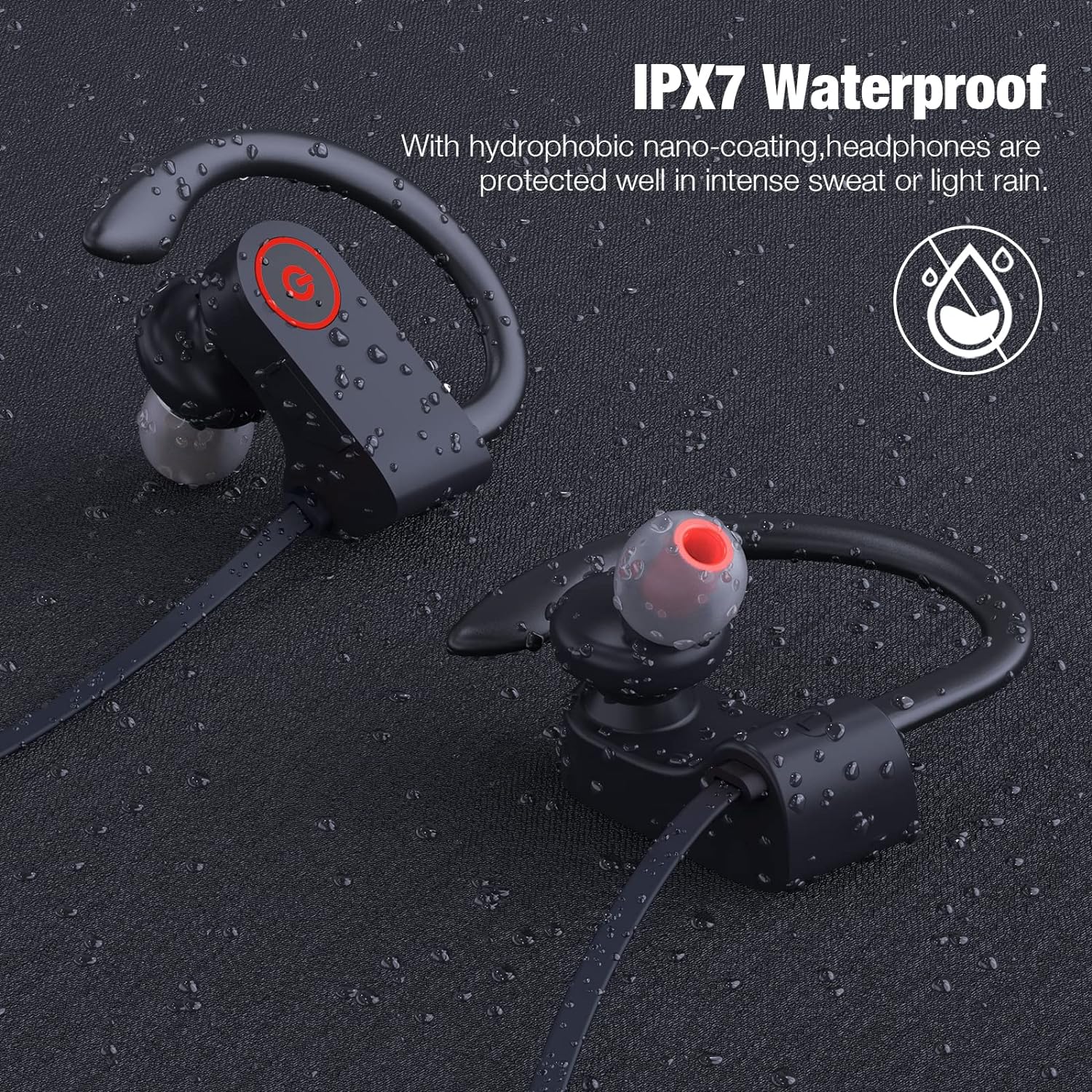 JOYWISE Bluetooth Wireless Headphones 16H Playtime Earbuds with Mic Stereo in-Ear Earphones, IPX7 Waterproof Sports Sound Isolation Headsets for Running, Gym, Workout
