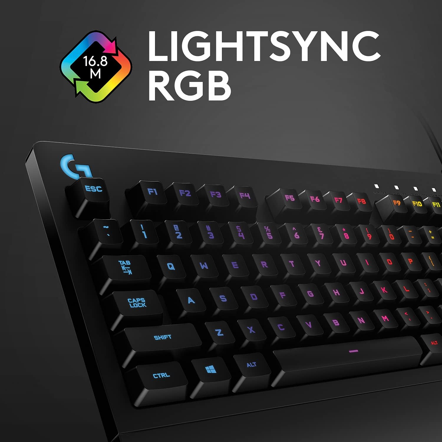 Logitech G213 Prodigy Gaming Keyboard - Wired RGB Backlit Keyboard with Mech-Dome Keys, Palm Rest, Adjustable Feet, Media Controls, USB, Compatible with Windows – Black