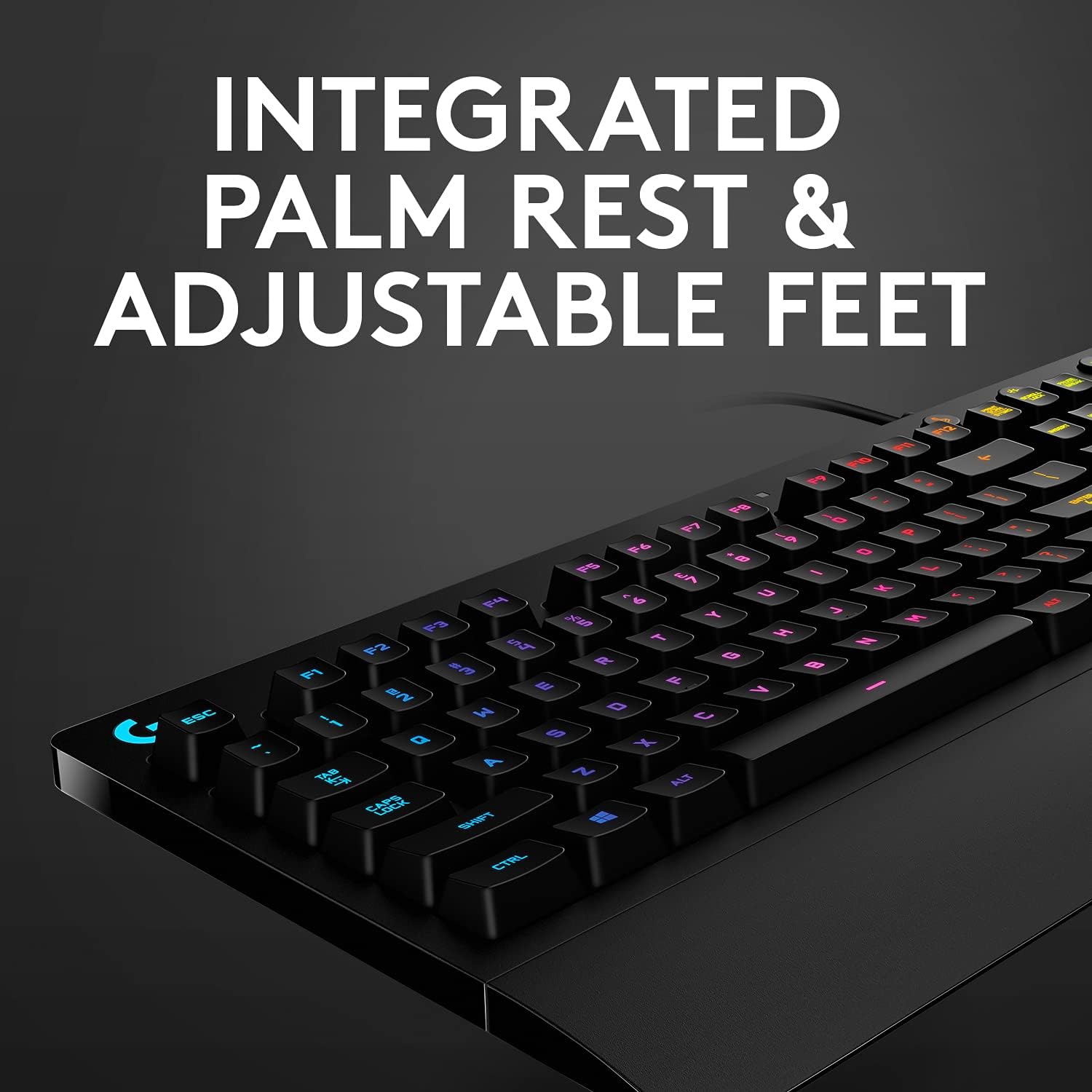 Logitech G213 Prodigy Gaming Keyboard - Wired RGB Backlit Keyboard with Mech-Dome Keys, Palm Rest, Adjustable Feet, Media Controls, USB, Compatible with Windows – Black