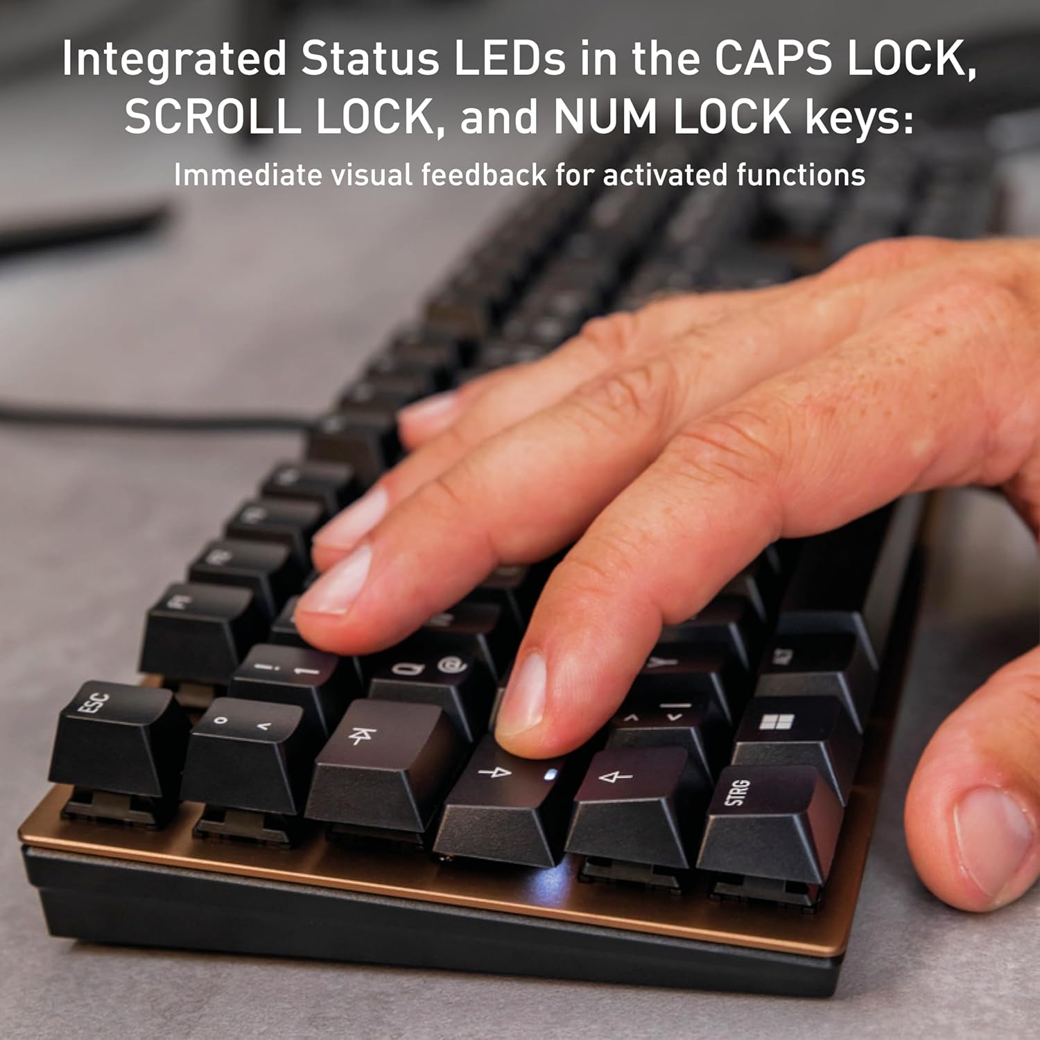 Cherry KC 200 MX, Wired Mechanical Office Keyboard, Modern Design with Elegant Aluminum Surface, USB-A Connection, MX2A Silent RED Switches, Black/Bronze