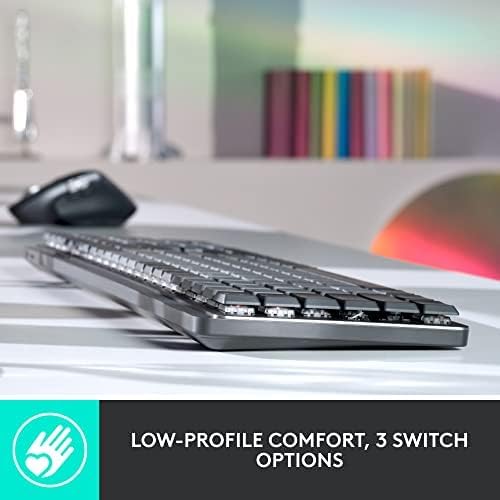 Logitech MX Mechanical Wireless Illuminated Performance Keyboard, Clicky Switches, Backlit Keys, Bluetooth, USB-C, macOS, Windows, Linux, iOS, Android, Metal