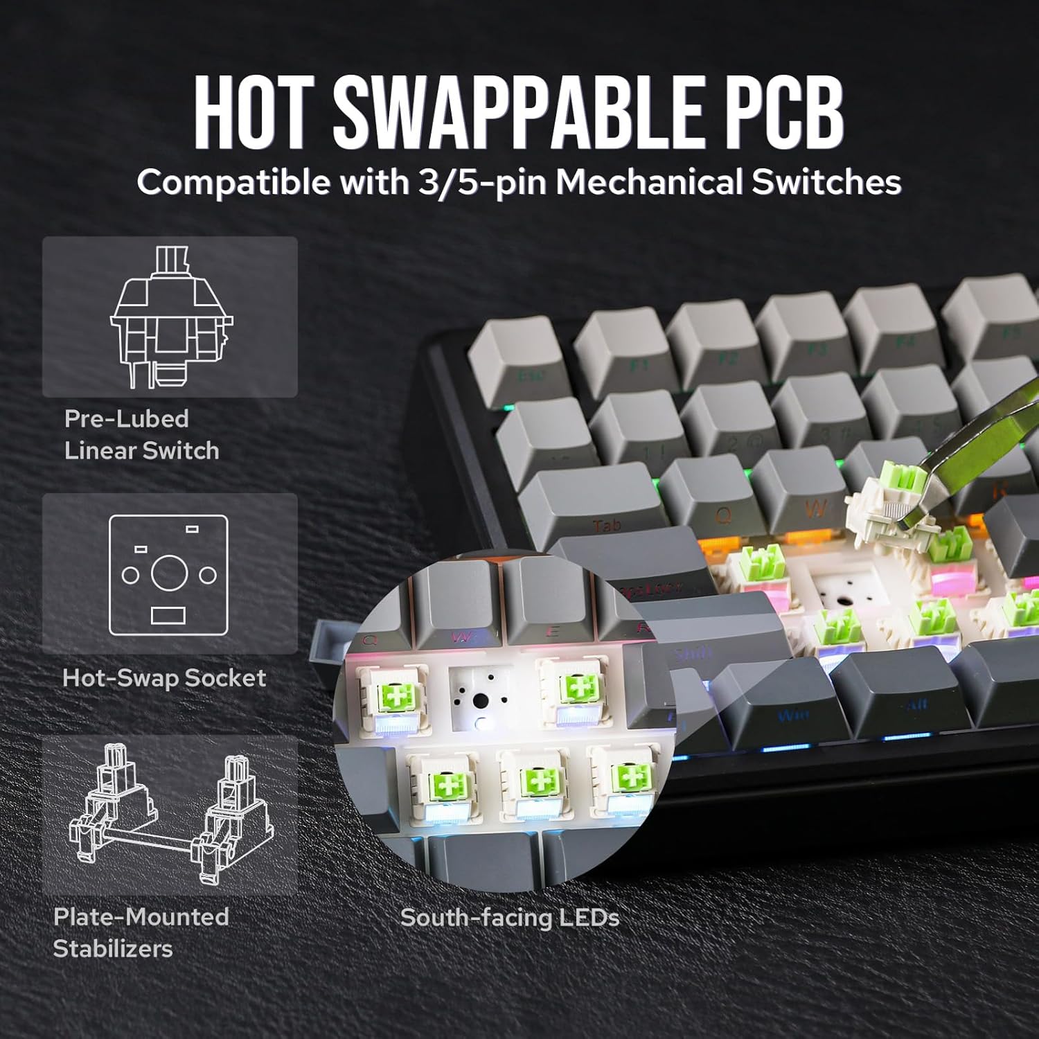 EPOMAKER X Aula F75 MAX Wireless Mechanical Keyboard with TFT Screen and Knob, Gasket Gaming Keyboard in 75% Layout, Hot Swappable, RGB Backlight, for PC/Mac/Linux (Black Gradient)