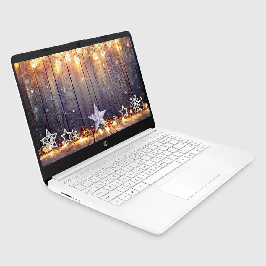 HP 14" Business Laptop with Microsoft Office 365 with Copliot AI & 1TB OneDrive, 32GB RAM 64GB SSD, Dual-Cores Intel Processor, Windows 11, PLUSERA Earphones, Snowflake White