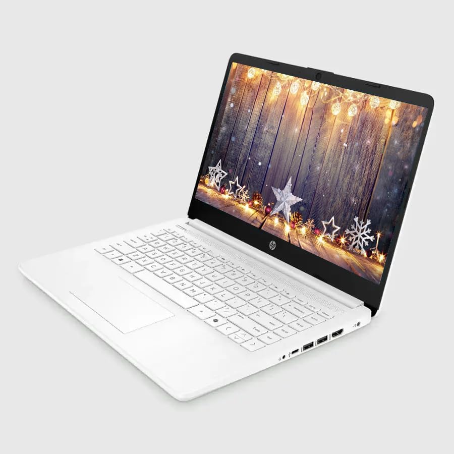 HP 14" Business Laptop with Microsoft Office 365 with Copliot AI & 1TB OneDrive, 32GB RAM 64GB SSD, Dual-Cores Intel Processor, Windows 11, PLUSERA Earphones, Snowflake White