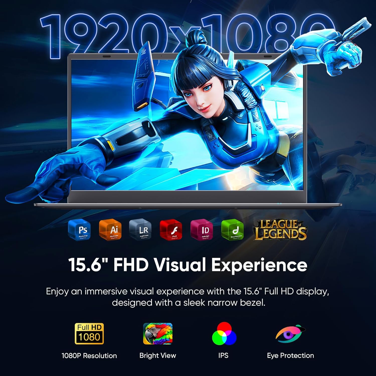 Coolby 15.6inch Laptop, 12GB RAM/256GB SSD, 1920x1080 IPS Display, Intel N95(Beats N5095) Quad Core Laptop Computer, Support Fingerprint, WiFi 5, BT